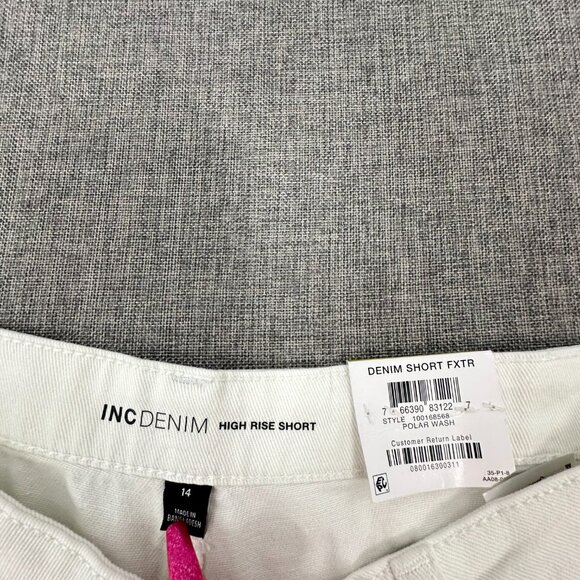 NEW! INC Denim Cuffed Shorts Off White/ Polar Wash High Rise Sz 14 Msrp: $59.50 - Picture 2 of 10